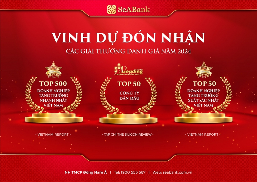 SeABank lần thứ 5 được vinh danh trong Top 500 doanh nghiệp tăng trưởng nhanh nhất Việt Nam