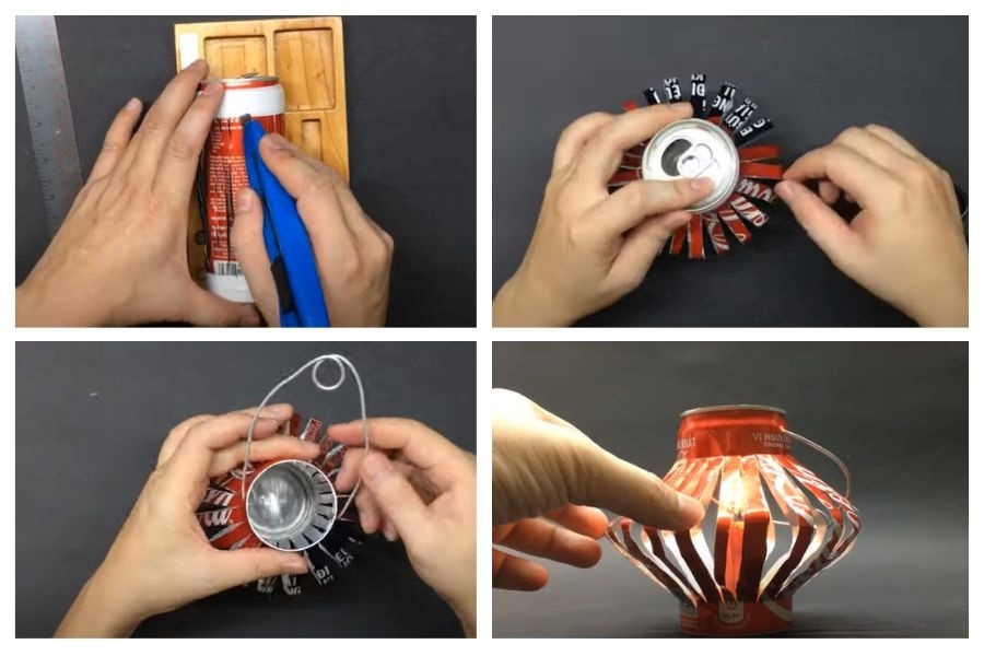 Lồng đèn từ lon nhôm tái chế Lồng đèn từ lon nhôm tái chế