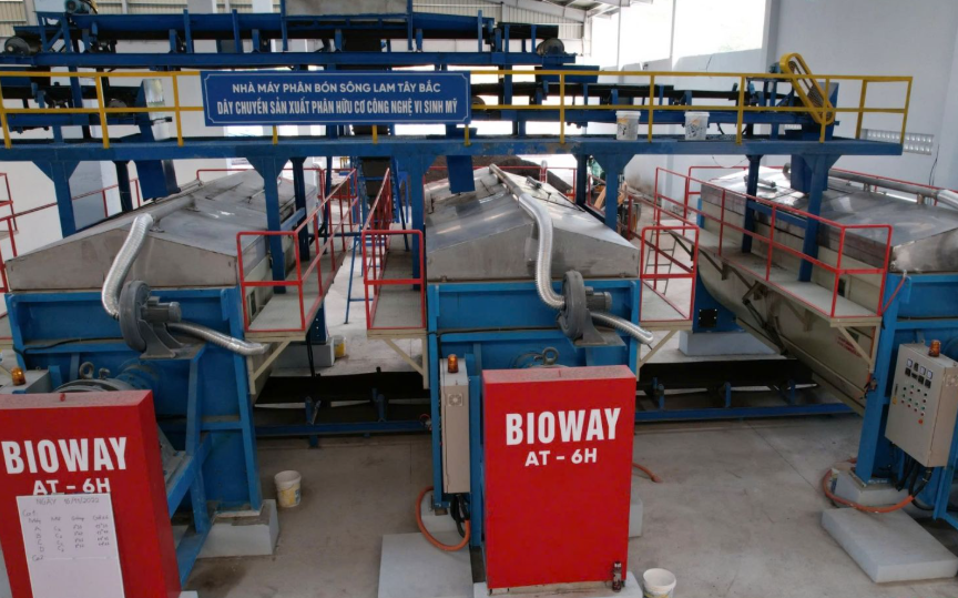 Dây chuyền phân bón sử dụng công nghệ Bioway, với công suất 45.000 tấn/năm tại Công ty CP Phân bón Sông Lam Tây Bắc (Sơn La)