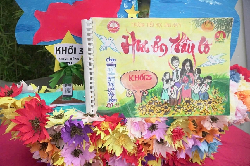 Ấn tượng sáng tạo công nghệ số tác phẩm bích báo tại Tiểu học Lĩnh Nam