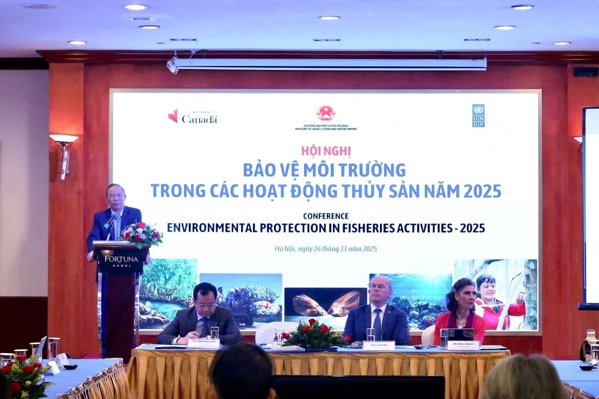 Hội nghị Bảo vệ môi trường trong các hoạt động thủy sản năm 2025 do Cục Thủy sản và Kiểm ngư (Bộ Nông nghiệp và Môi trường) phối hợp cùng Chương trình Phát triển Liên hợp quốc (UNDP) và Đại sứ quán Canada tại Việt Nam tổ chức sáng 26/11.