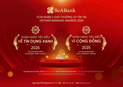 SeABank khẳng định dấu ấn bền vững với 2 giải thưởng Ngân hàng Việt Nam tiêu biểu