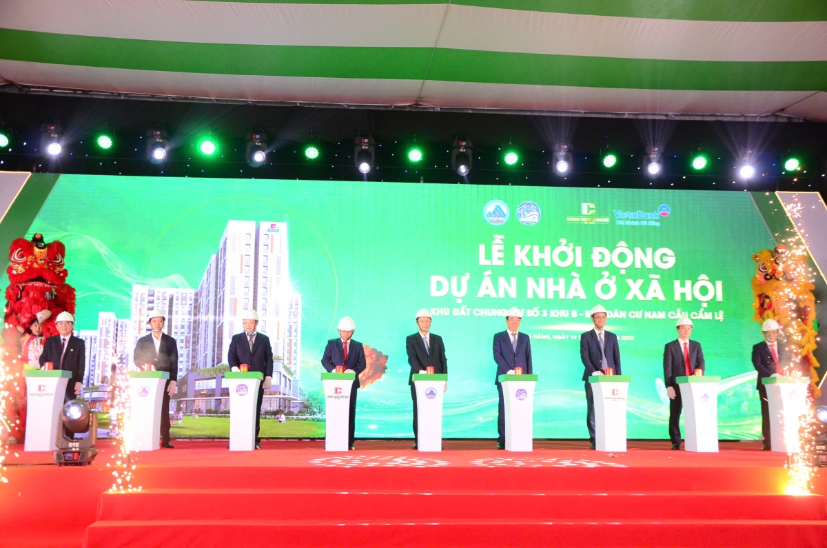 Hai dự án nhà ở xã hội trọng điểm thuộc Khu dân cư Nam cầu Cẩm Lệ đồng loạt khởi công.