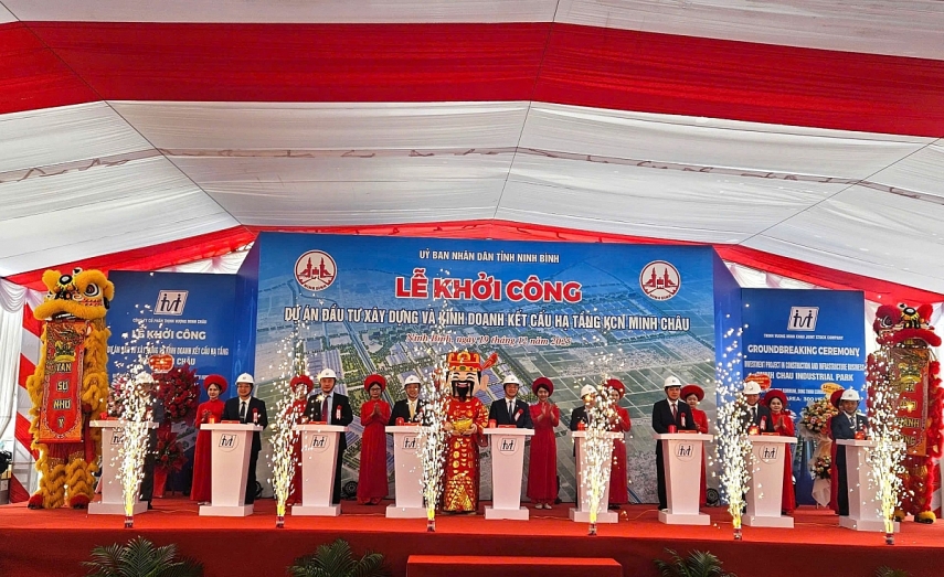 Ninh Bình khởi công Dự án đầu tư xây dựng và kinh doanh kết cấu hạ tầng Khu công nghiệp Minh Châu Ninh Bình khởi công Dự án đầu tư xây dựng và kinh doanh kết cấu hạ tầng Khu công nghiệp Minh Châu