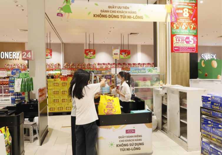 AEON giảm gần 10 triệu giao dịch dùng túi ni-lông trong 5 năm