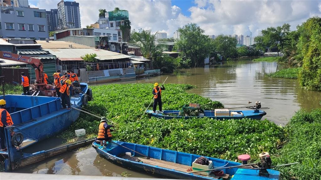 Việc đẩy mạnh thu gom, xử lý lục bình, rác thải trên các tuyến sông, kênh được UBND thành phố giao nhiệm vụ cụ thể cho các sở, ngành, địa phương