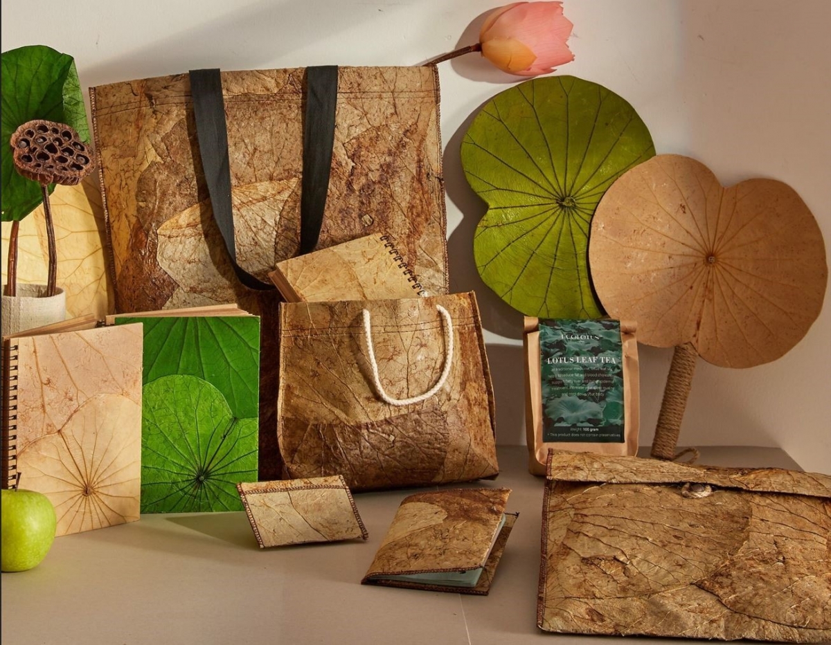 Các sản phẩm được làm từ lá sen (Ảnh: Ecolotus)