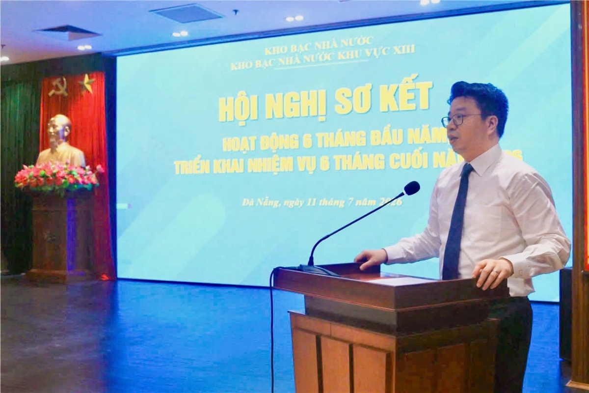 Đồng chí Trần Quân - Giám đốc KBNN phát biểu chỉ đạo tại Hội nghị