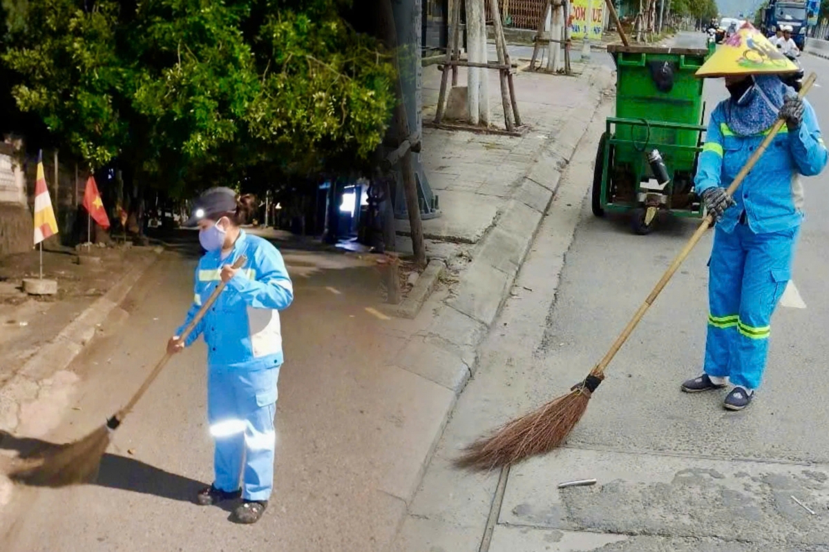 Công nhân vệ sinh môi trường thu gom rác trên các tuyến đường từ sáng sớm để bảo đảm phố phường sạch đẹp trước giờ cao điểm Công nhân vệ sinh môi trường thu gom rác trên các tuyến đường từ sáng sớm để bảo đảm phố phường sạch đẹp trước giờ cao điểm