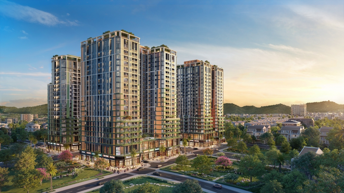 Thiết kế lấy cảm hứng từ mai vàng của Tháp Mùa Xuân hài hòa trong tổng thể “bức tranh tứ bình” FourS Tower. Ảnh minh họa: Sun Property.