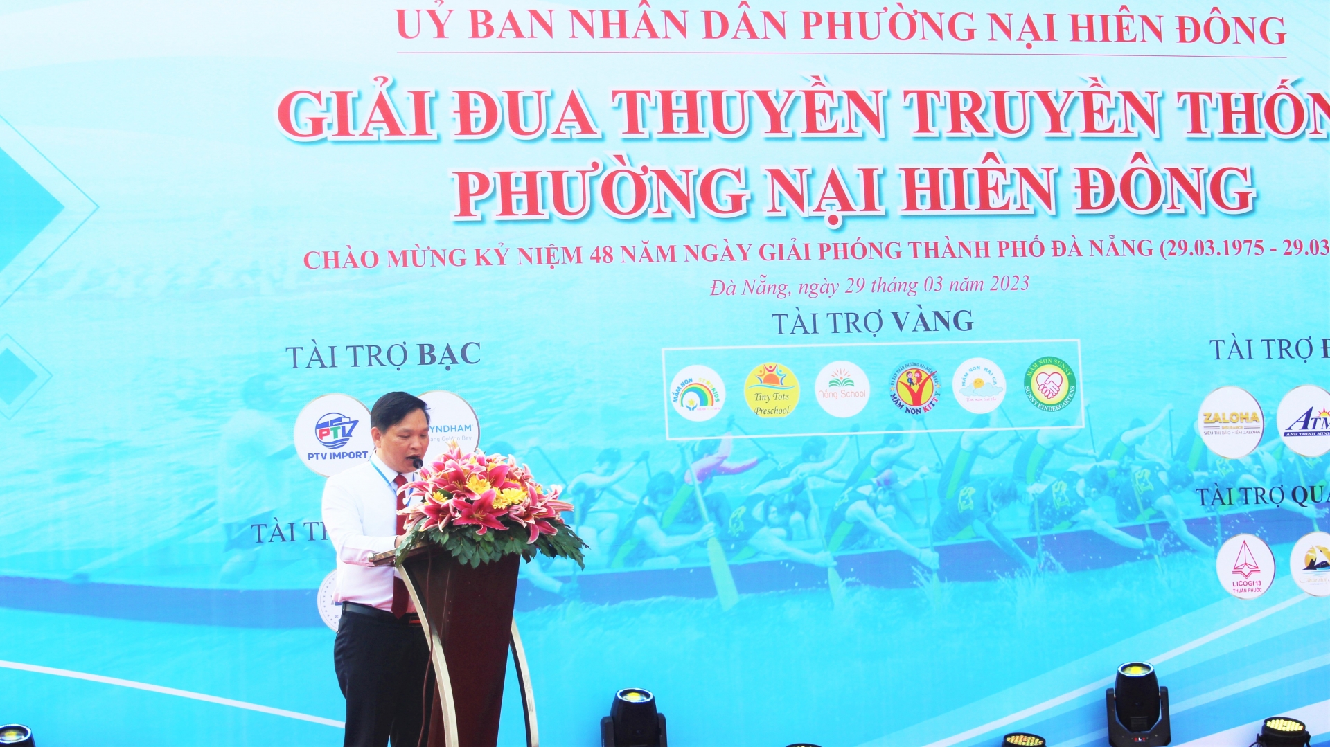 Ông Cao Đình Hải, Chủ tịch UBND phường Nại Hiên Đông phát biểu Khai mạc.