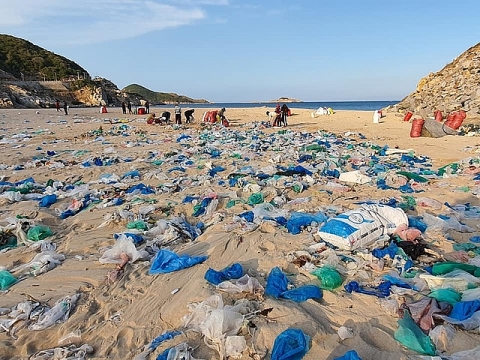 Hàng trăm người thu gom 30 tấn rác, "giải cứu" bãi biển xinh đẹp