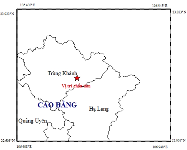 Tiếp tục xảy ra trận động đất cường độ 3,8 tại tỉnh Cao Bằng