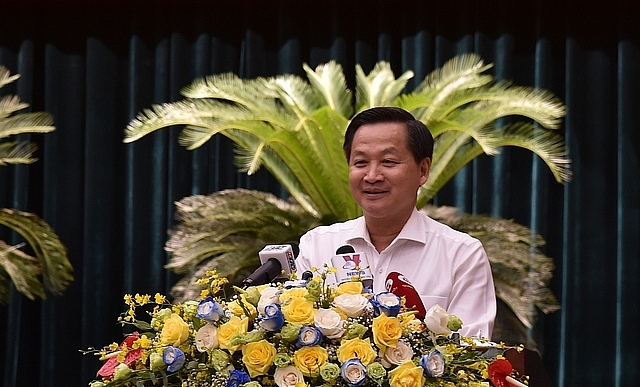 Phó Thủ tướng Chính phủ Lê Minh Khái phát biểu tại Hội nghị.
