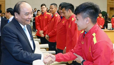 Thủ tướng Nguyễn Xuân Phúc động viên ĐTQG Việt Nam trong ngày Quốc khánh